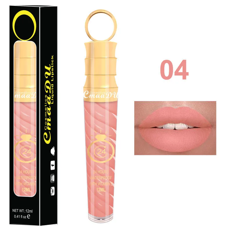 Matte lip gloss 12ml non-stick cup liquid lipstick in metal pearl finish with 20 colour options