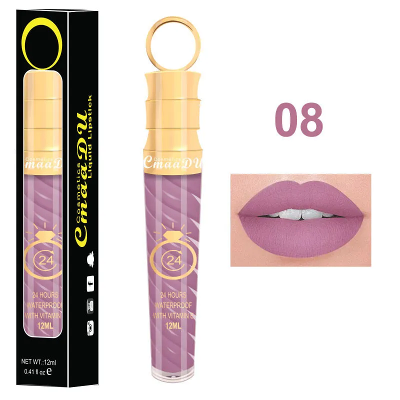 Matte lip gloss 12ml non-stick cup liquid lipstick in metal pearl finish with 20 colour options