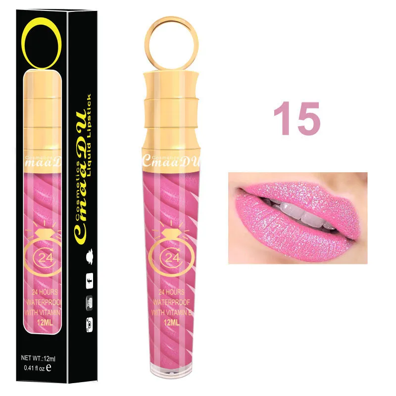 Matte lip gloss 12ml non-stick cup liquid lipstick in metal pearl finish with 20 colour options