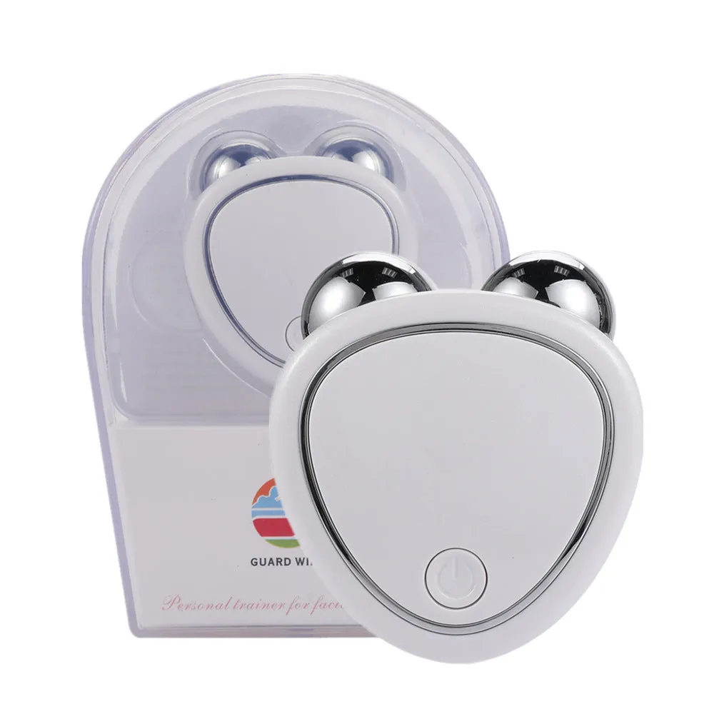 Micro-current beauty instrument with three functions in pink colour for home use