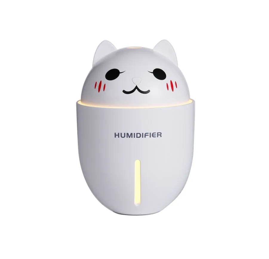 Meng pet cat humidifier in blue with cartoon cat face design and single fog outlet