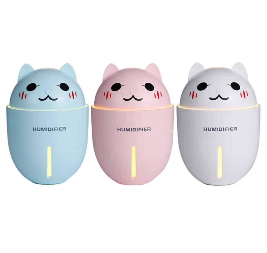 Meng pet cat humidifier in blue with cartoon cat face design and single fog outlet