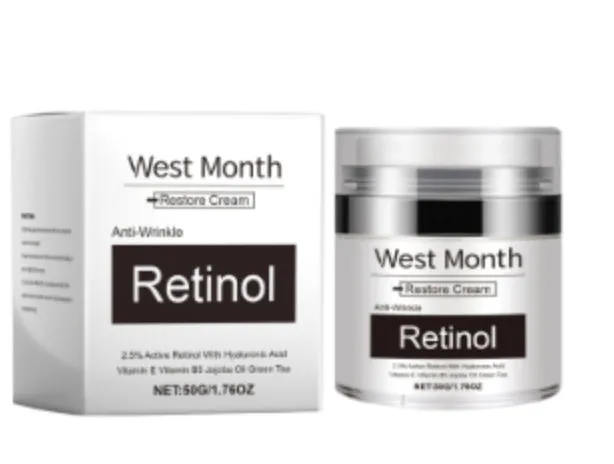 50ml retinol moisturising cream jar, shrinks pores and restores skin care product