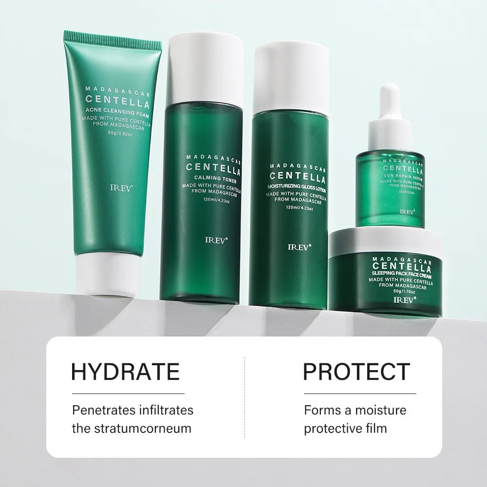 Snow Grass facial skincare set with Centella Asiatica – 80g 120mL 20mL 50g 120mL