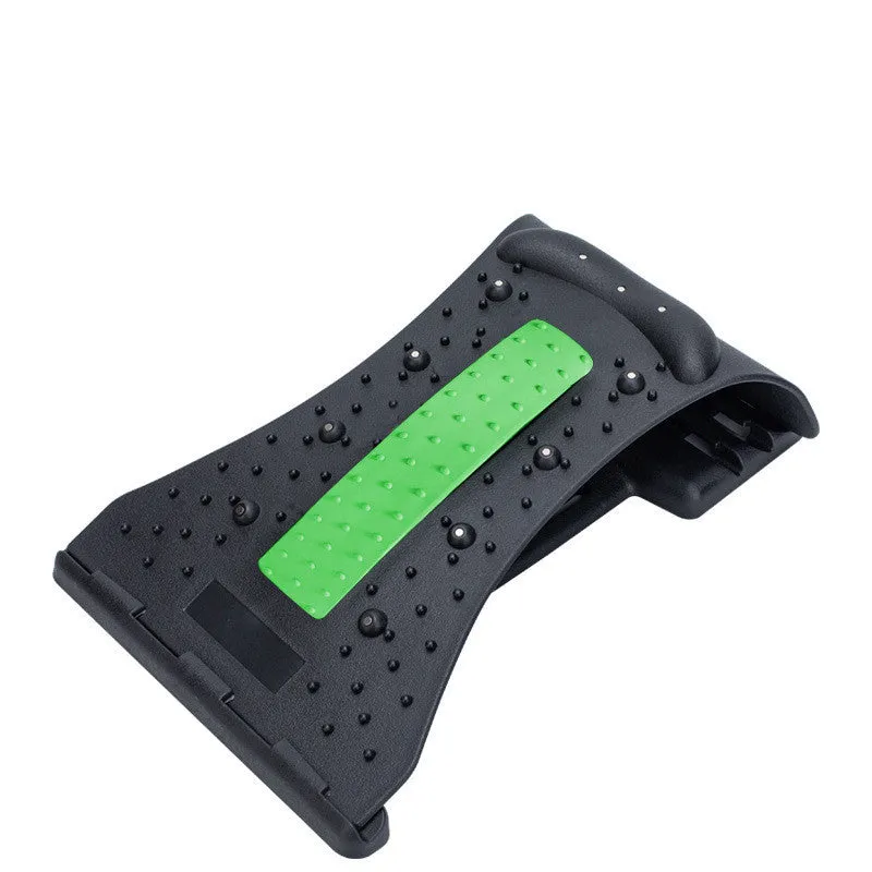 Arc-shaped acupuncture and magnetic therapy cervical spine stretcher model 628 in blue black NBR material on a flat surface