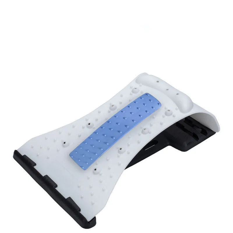 Arc-shaped acupuncture and magnetic therapy cervical spine stretcher model 628 in blue black NBR material on a flat surface