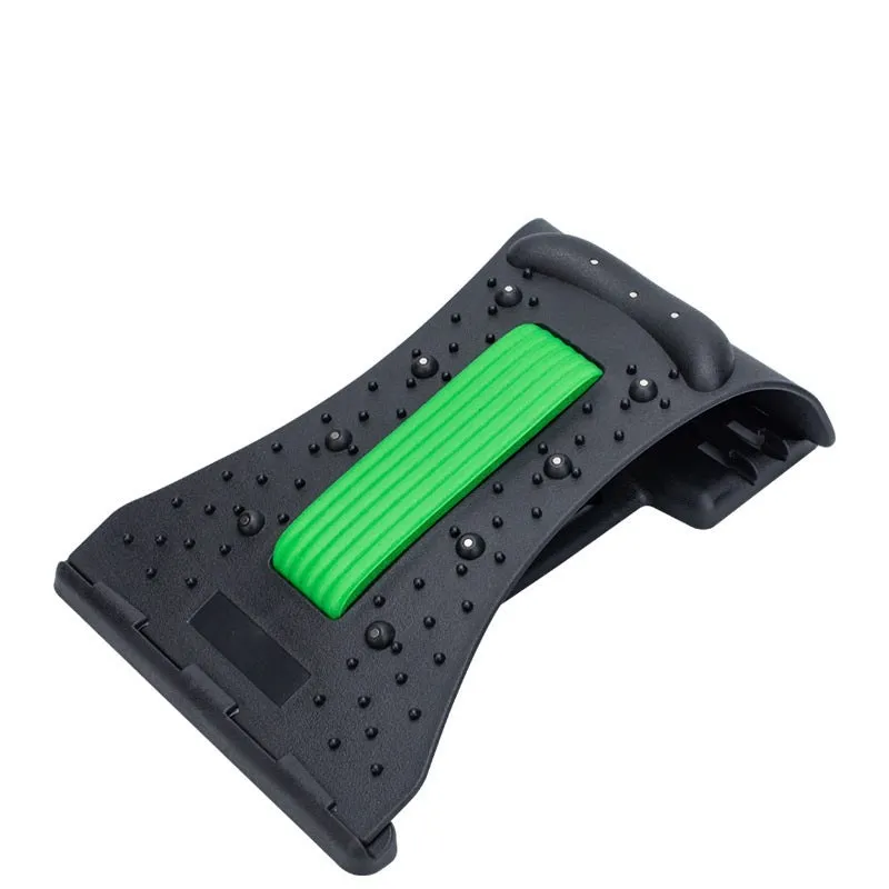 Arc-shaped acupuncture and magnetic therapy cervical spine stretcher model 628 in blue black NBR material on a flat surface