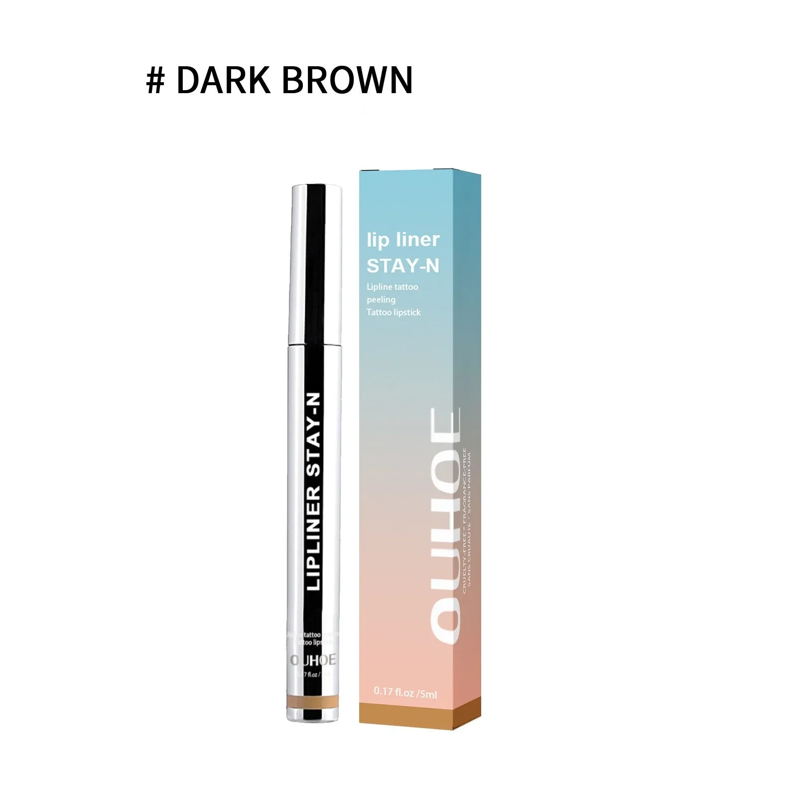 Dark brown waterproof long lasting lip liner pen with smooth tip for lip contouring