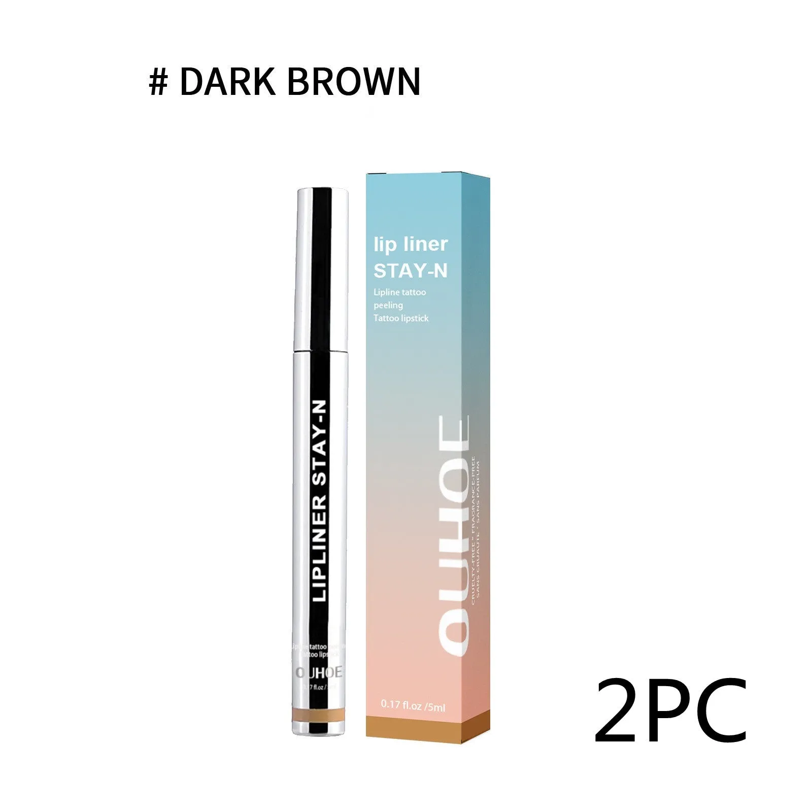 Dark brown waterproof long lasting lip liner pen with smooth tip for lip contouring