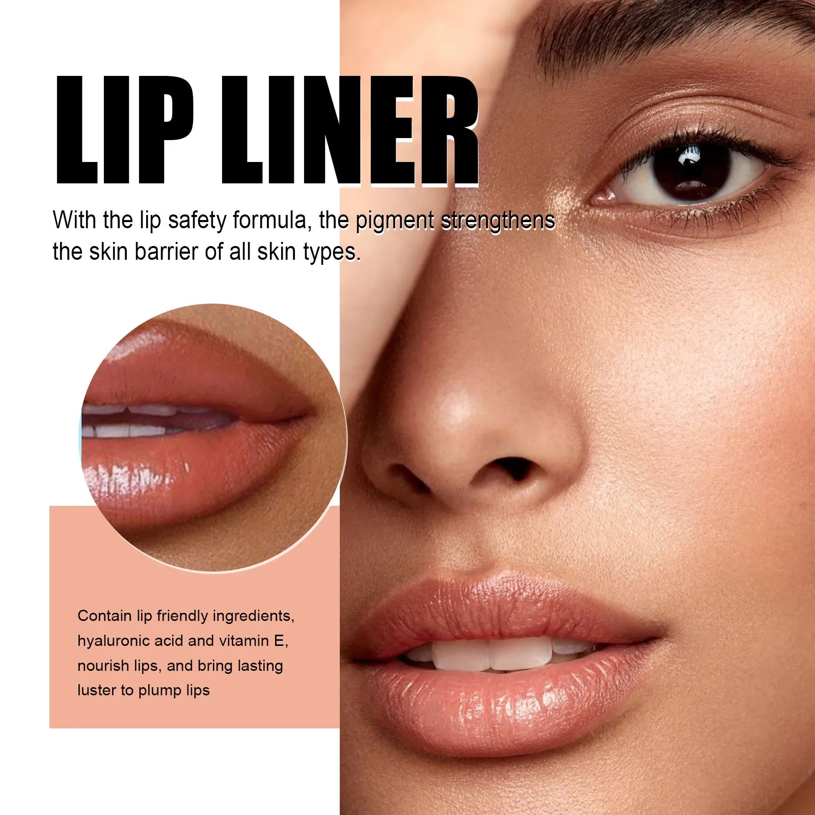 Dark brown waterproof long lasting lip liner pen with smooth tip for lip contouring