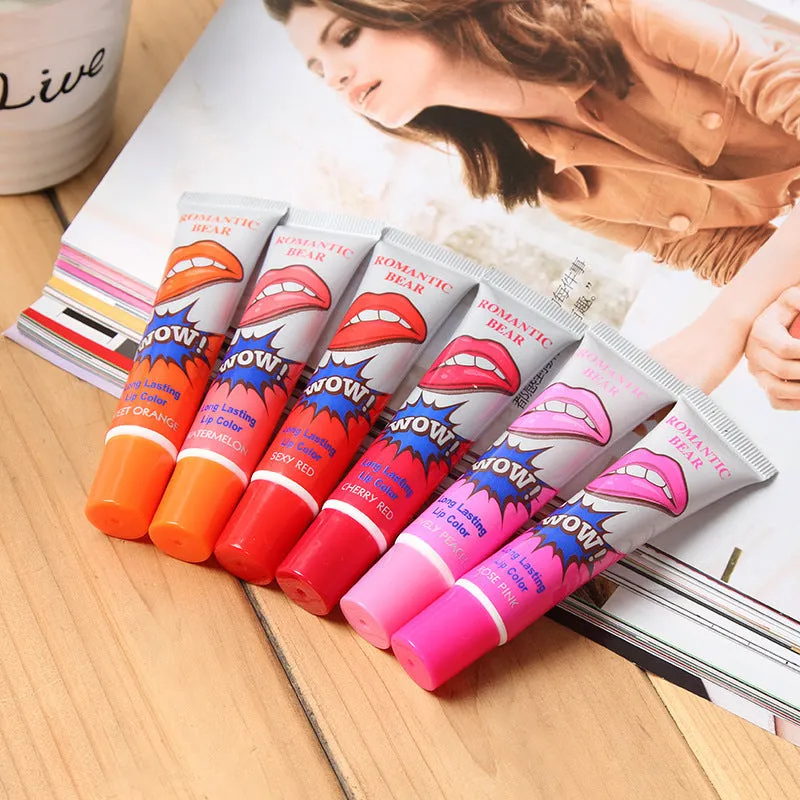 6 colour tear off liquid lipstick waterproof long lasting lip gloss mask moisture mineral peel off