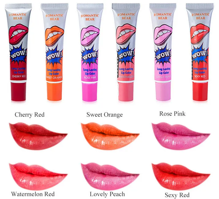 6 colour tear off liquid lipstick waterproof long lasting lip gloss mask moisture mineral peel off