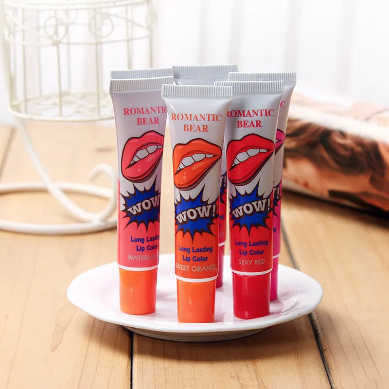 6 colour tear off liquid lipstick waterproof long lasting lip gloss mask moisture mineral peel off