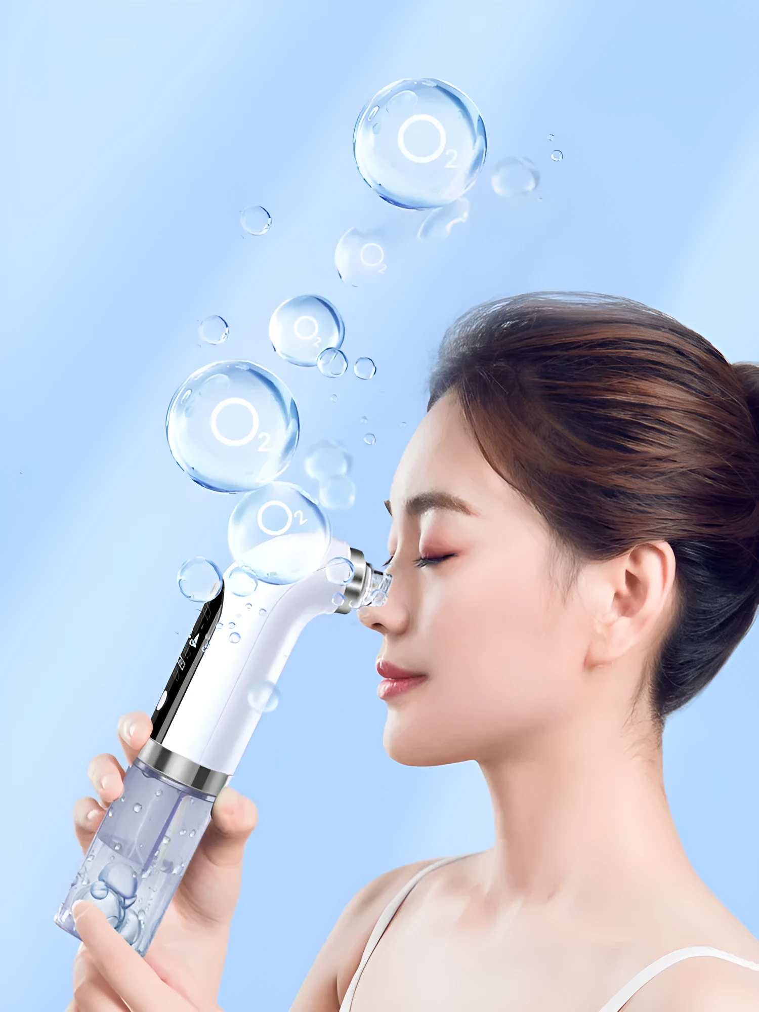 Small micro bubble skin beauty instrument with 6 probes for home blackhead removal and pore cleaning