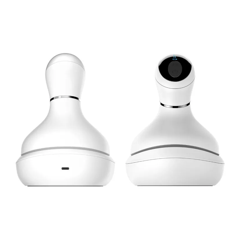 White rechargeable waterproof electric scalp head massager with wireless remote control on a surface