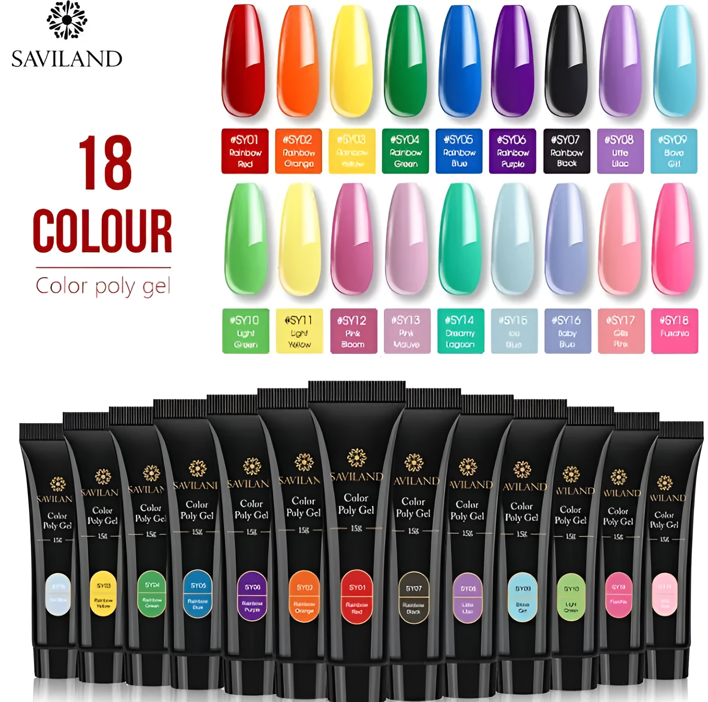 15g nail coloured crystal extension glue in 24 shades SY01 to SY24 resin based