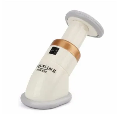 White mini chin massager neck exerciser with three adjustable springs and Oxford carry bag on plain background
