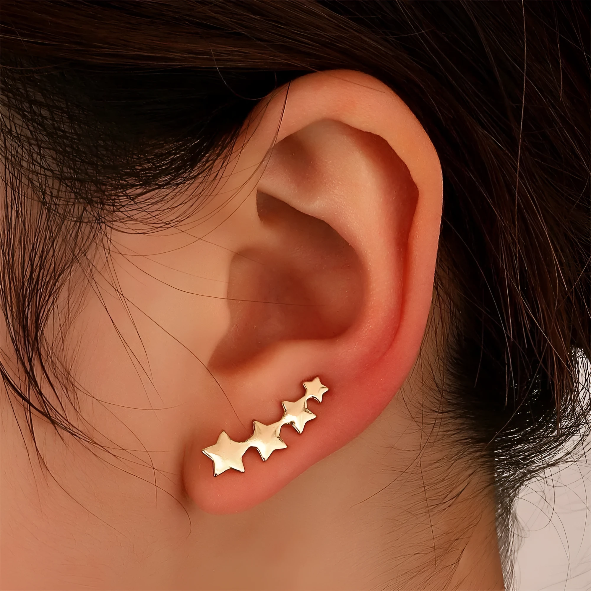 Copper leaf-shaped clip earrings for women without pierced ears