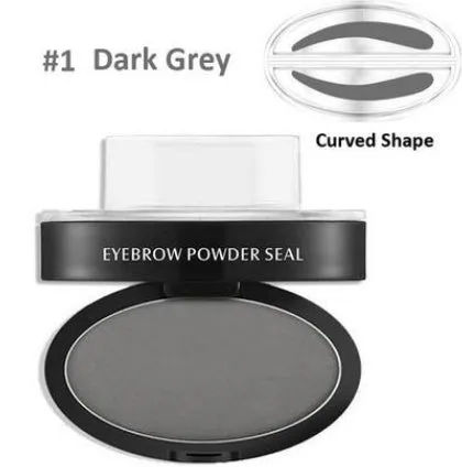 Eyebrow powder stamp kit with 10 colour options including dark brown and light brown shades for natural brows