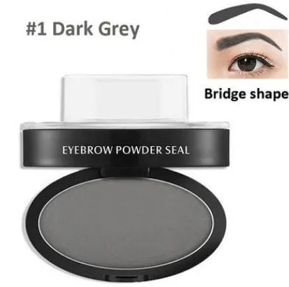 Eyebrow powder stamp kit with 10 colour options including dark brown and light brown shades for natural brows