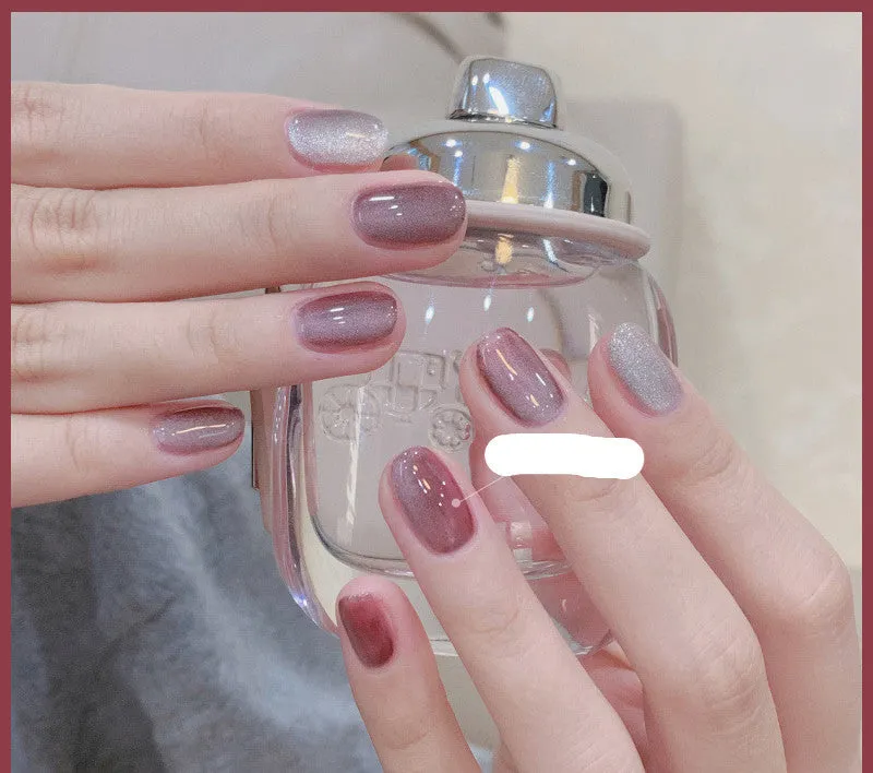 Milk Tea Crystal Stone Cat Eye Nail Polish 10ml bottle with magnetic shimmer effect in multiple colours