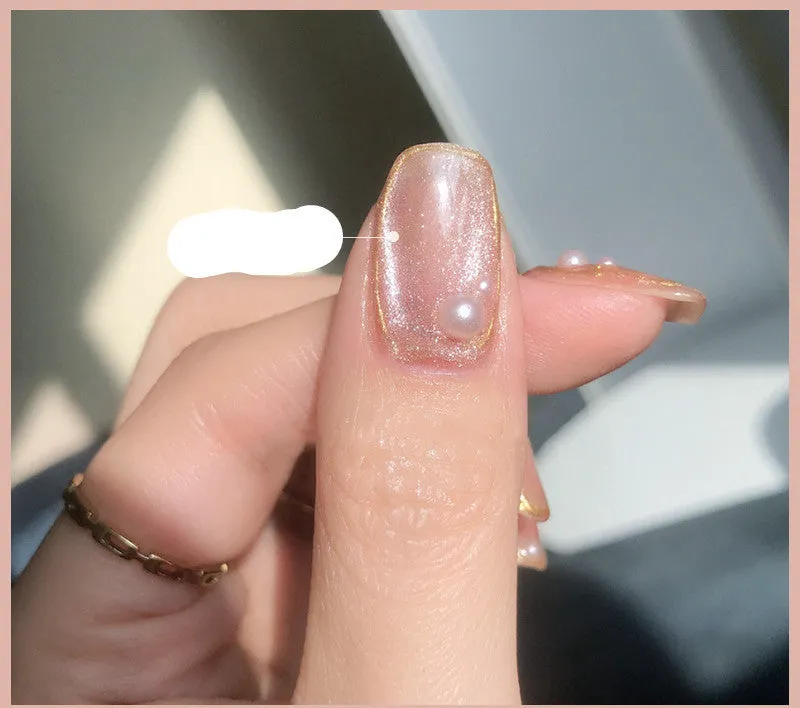 Milk Tea Crystal Stone Cat Eye Nail Polish 10ml bottle with magnetic shimmer effect in multiple colours