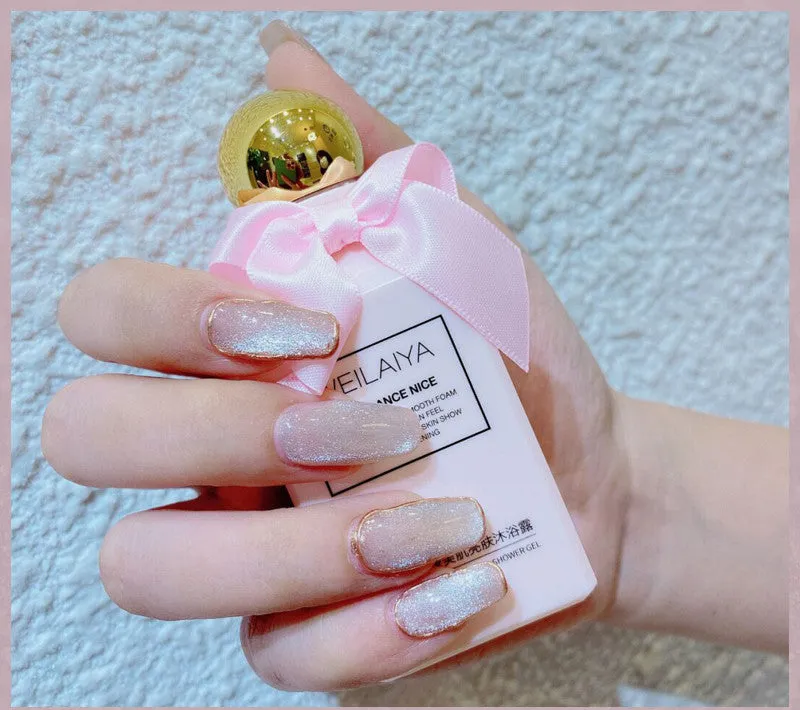Milk Tea Crystal Stone Cat Eye Nail Polish 10ml bottle with magnetic shimmer effect in multiple colours