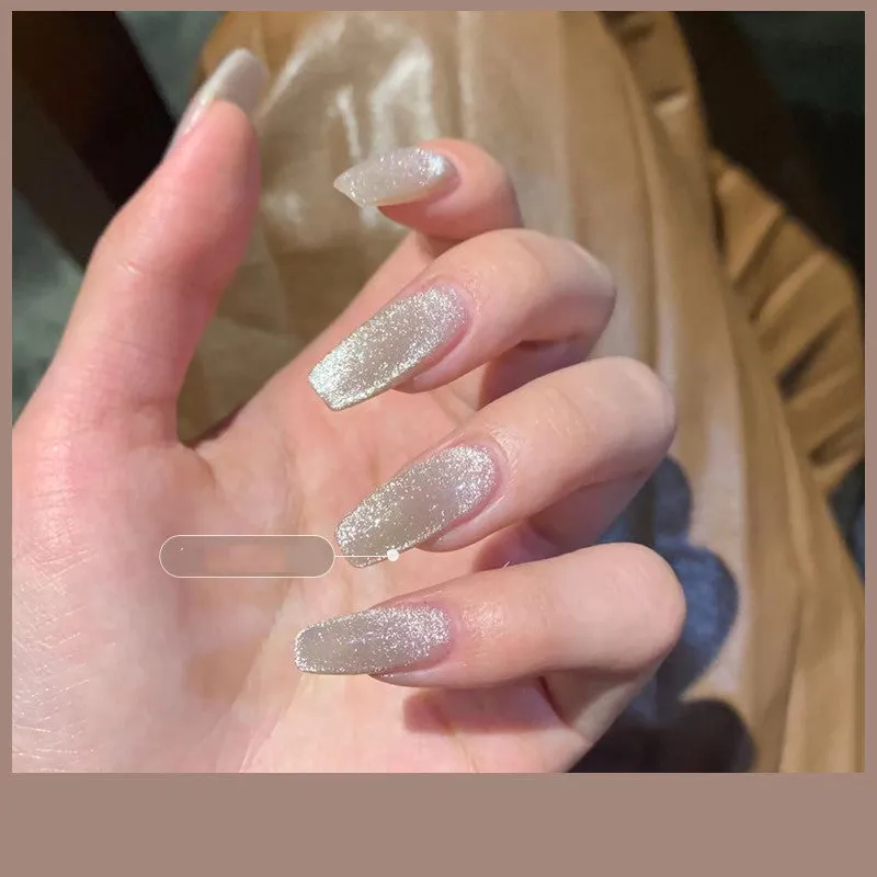 Milk Tea Crystal Stone Cat Eye Nail Polish 10ml bottle with magnetic shimmer effect in multiple colours