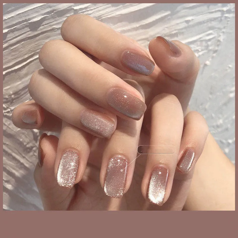 Milk Tea Crystal Stone Cat Eye Nail Polish 10ml bottle with magnetic shimmer effect in multiple colours