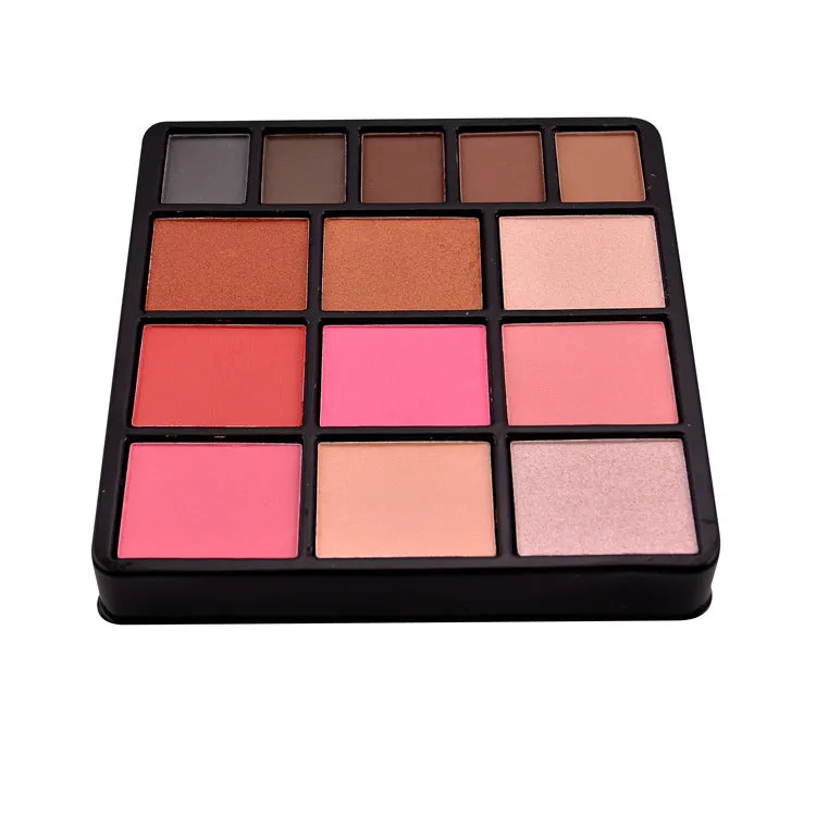Lip pencil blush combination makeup set with lip gloss eye shadow and brush in compact case GM17290