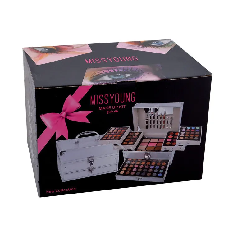 Lip pencil blush combination makeup set with lip gloss eye shadow and brush in compact case GM17290