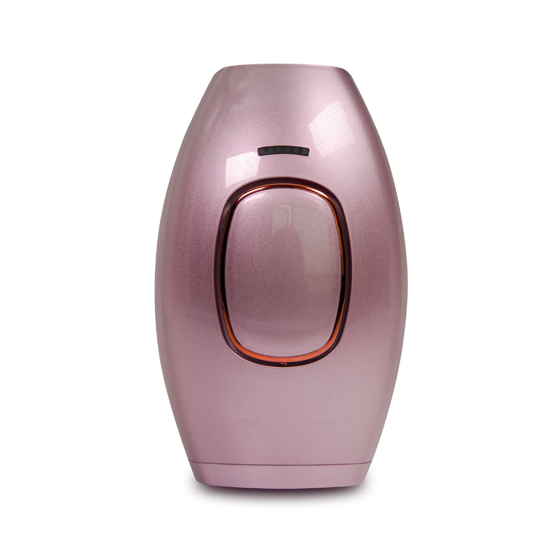 Home laser hair removal device in white, compact ABS body, 124x83x48.5mm, with UK plug adapter
