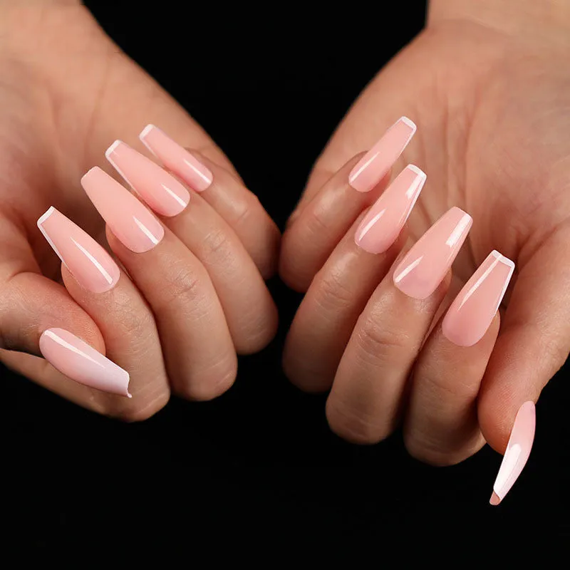 Finished ballet fake nails set 24 pieces in paper box with wearing glue, size 13.5x6.8x1.2cm, 18g net weight
