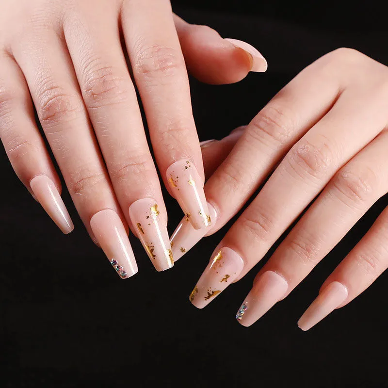 Finished ballet fake nails set 24 pieces in paper box with wearing glue, size 13.5x6.8x1.2cm, 18g net weight
