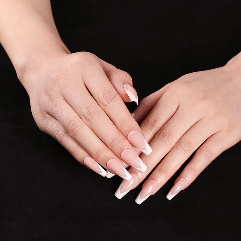 Finished ballet fake nails set 24 pieces in paper box with wearing glue, size 13.5x6.8x1.2cm, 18g net weight