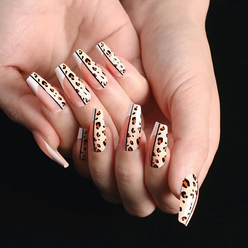 Finished ballet fake nails set 24 pieces in paper box with wearing glue, size 13.5x6.8x1.2cm, 18g net weight