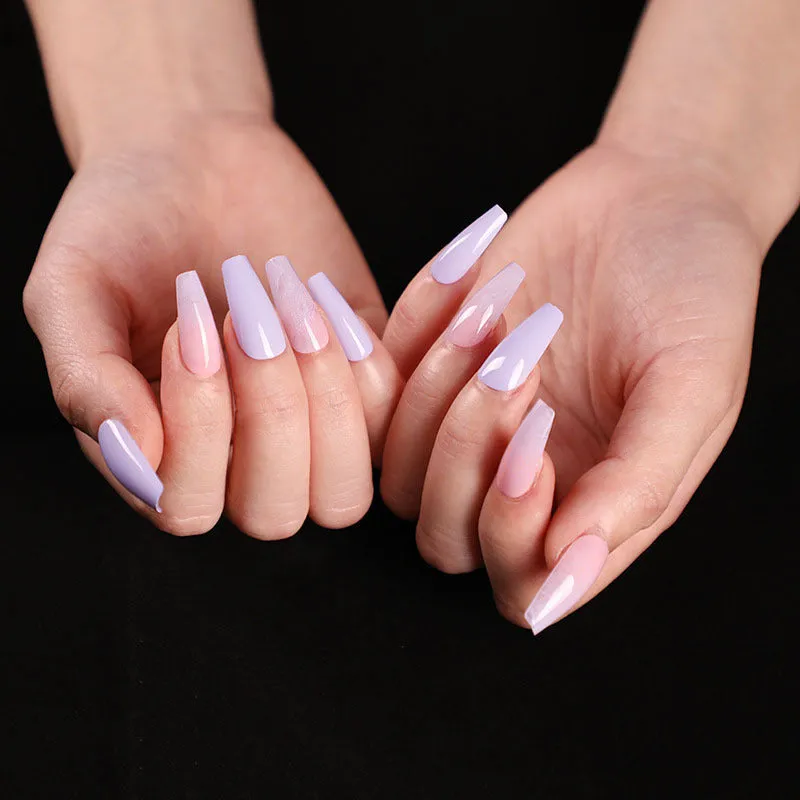 Finished ballet fake nails set 24 pieces in paper box with wearing glue, size 13.5x6.8x1.2cm, 18g net weight