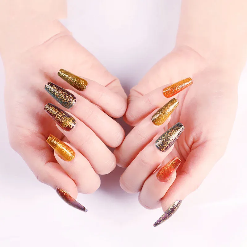 Finished ballet fake nails set 24 pieces in paper box with wearing glue, size 13.5x6.8x1.2cm, 18g net weight