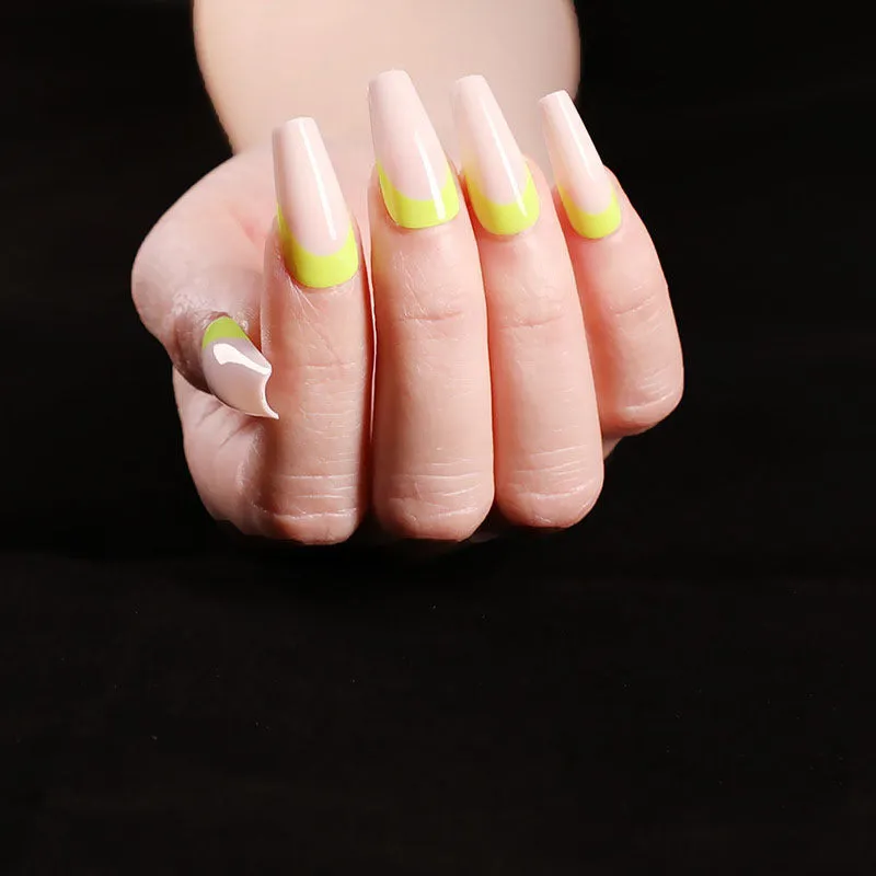 Finished ballet fake nails set 24 pieces in paper box with wearing glue, size 13.5x6.8x1.2cm, 18g net weight