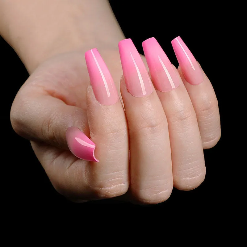 Finished ballet fake nails set 24 pieces in paper box with wearing glue, size 13.5x6.8x1.2cm, 18g net weight