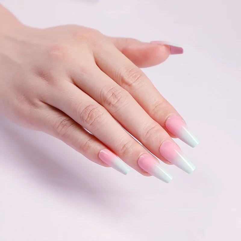 Finished ballet fake nails set 24 pieces in paper box with wearing glue, size 13.5x6.8x1.2cm, 18g net weight