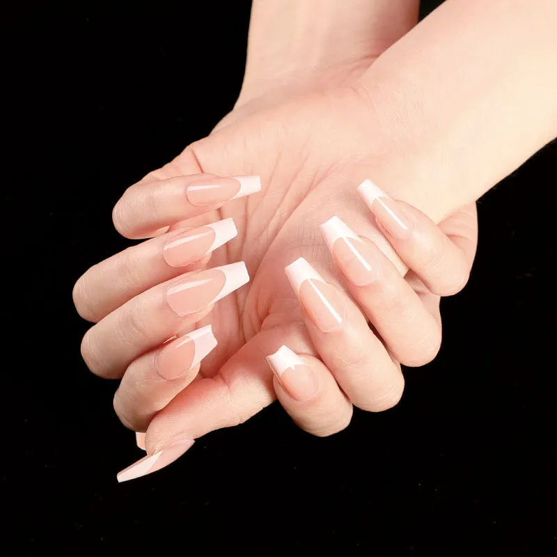 Finished ballet fake nails set 24 pieces in paper box with wearing glue, size 13.5x6.8x1.2cm, 18g net weight