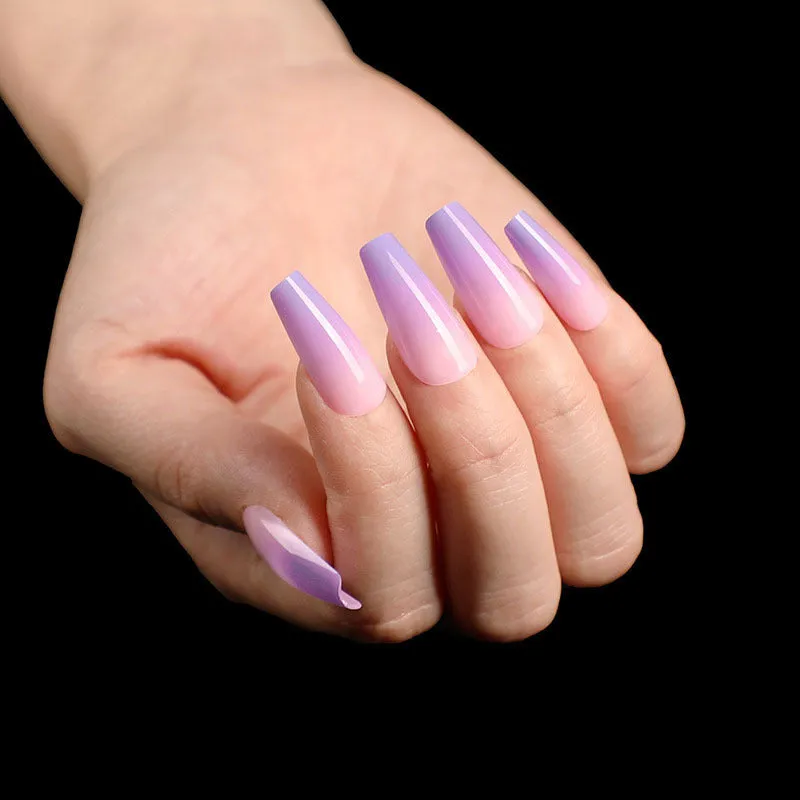 Finished ballet fake nails set 24 pieces in paper box with wearing glue, size 13.5x6.8x1.2cm, 18g net weight