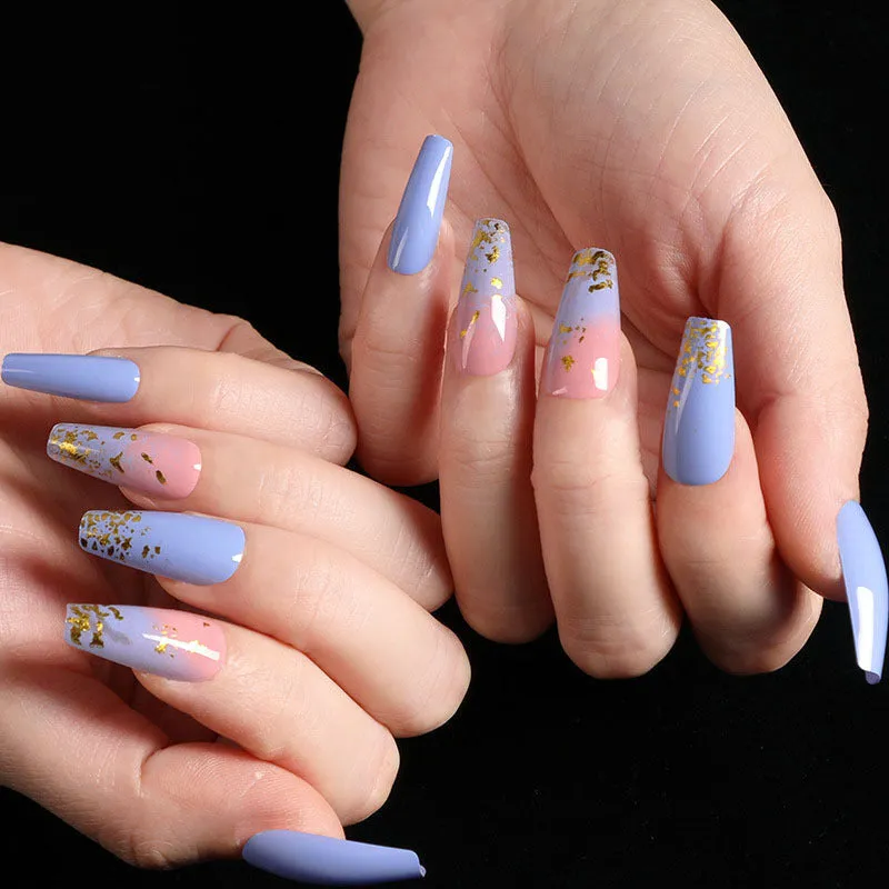 Finished ballet fake nails set 24 pieces in paper box with wearing glue, size 13.5x6.8x1.2cm, 18g net weight