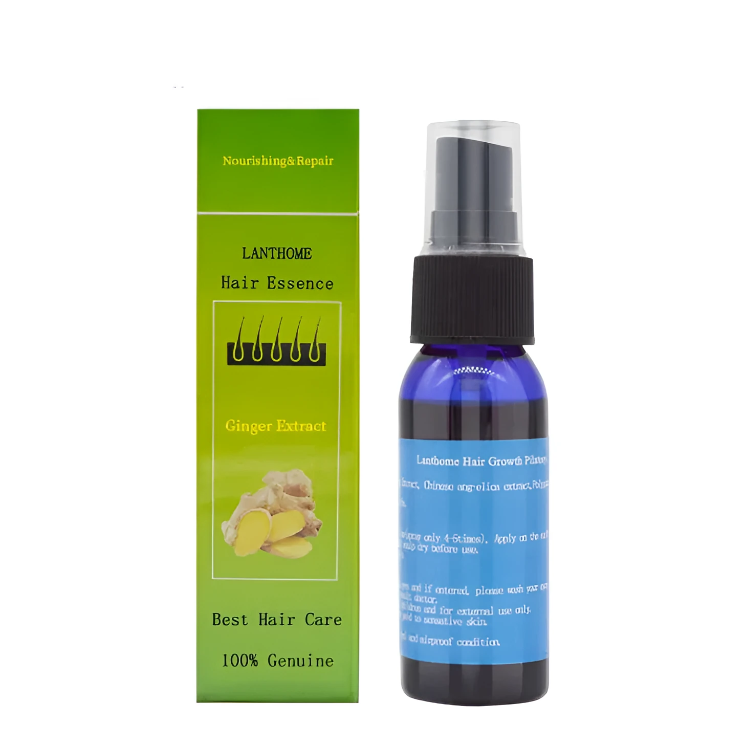 Three 30ml bottles of Lanthome hair growth spray and beard oil for alopecia and baldness