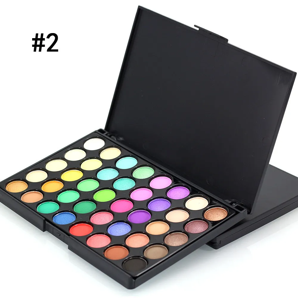 40 colours waterproof glitter eyeshadow palette in compact 50x100x10mm case with fashion minimalist trim design