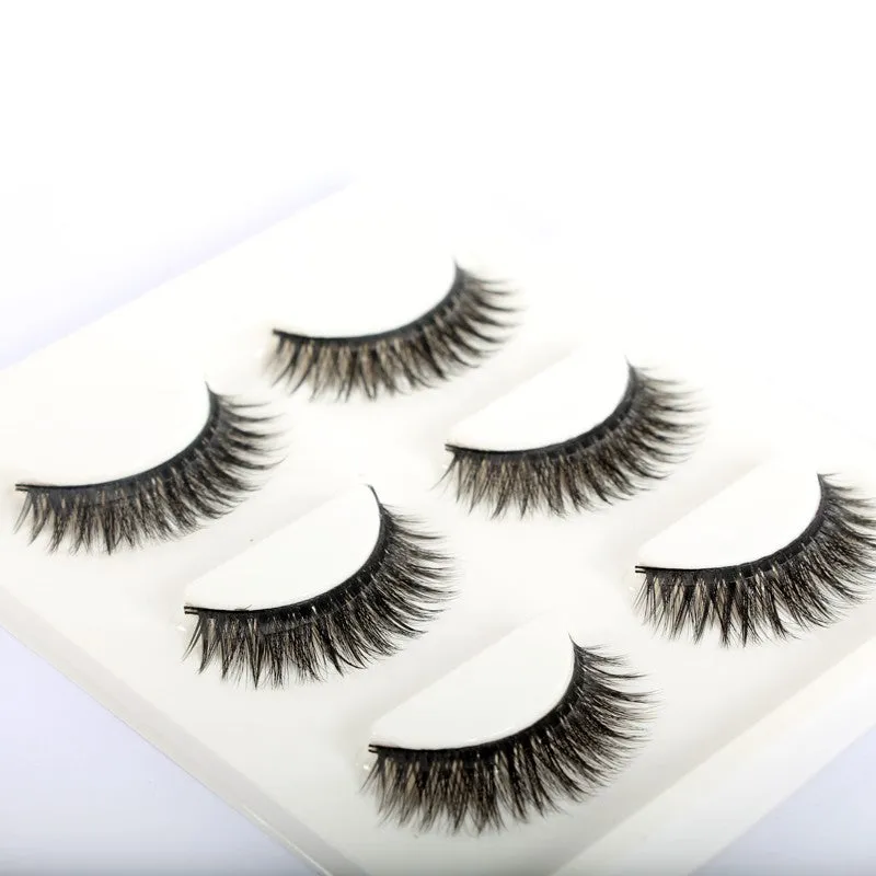 Self-adhesive false eyelashes set with natural curly long section, 0.5cm to 1cm length, on a white tray