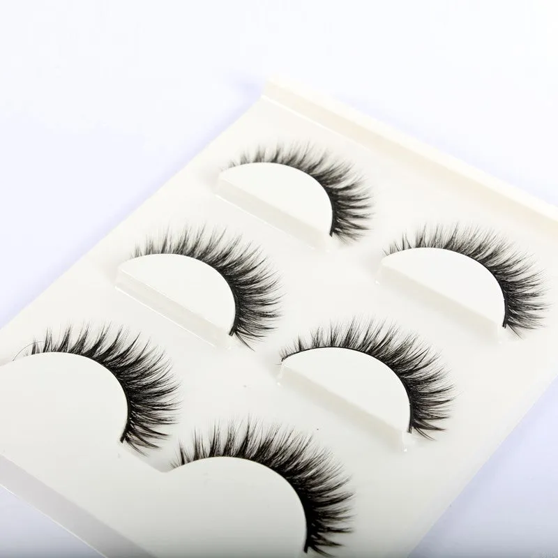 Self-adhesive false eyelashes set with natural curly long section, 0.5cm to 1cm length, on a white tray