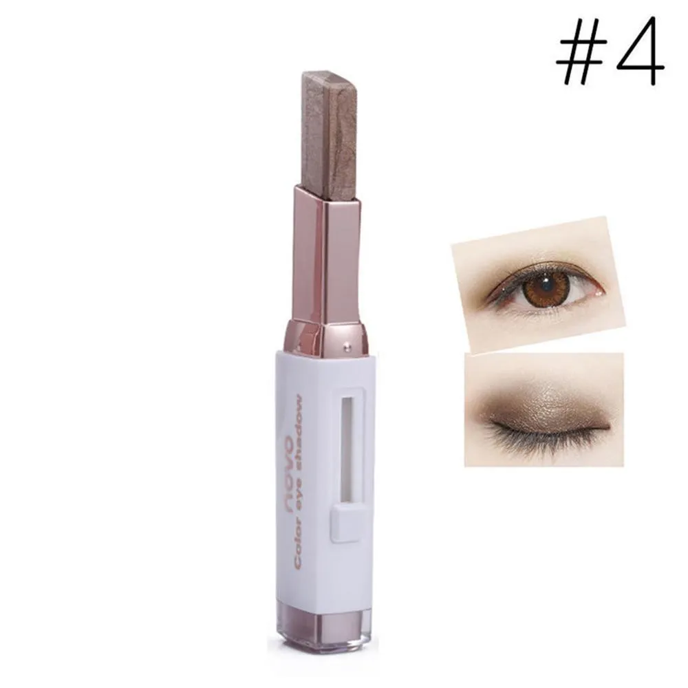 Two-color gradient eye shadow stick with smudge effect and push-button release