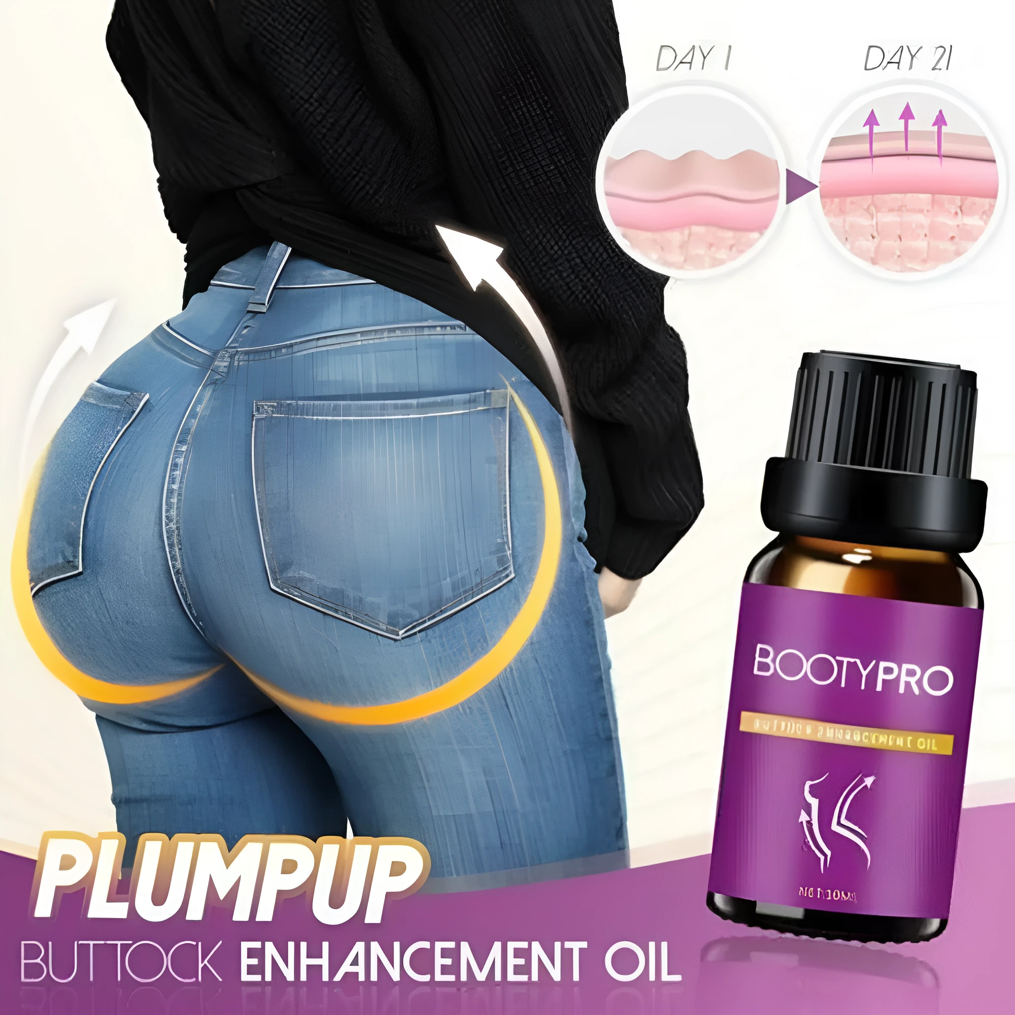 10ml bottle of Plump Butt Enhance Oil Plumbum Cream Firming Oil for buttocks skincare
